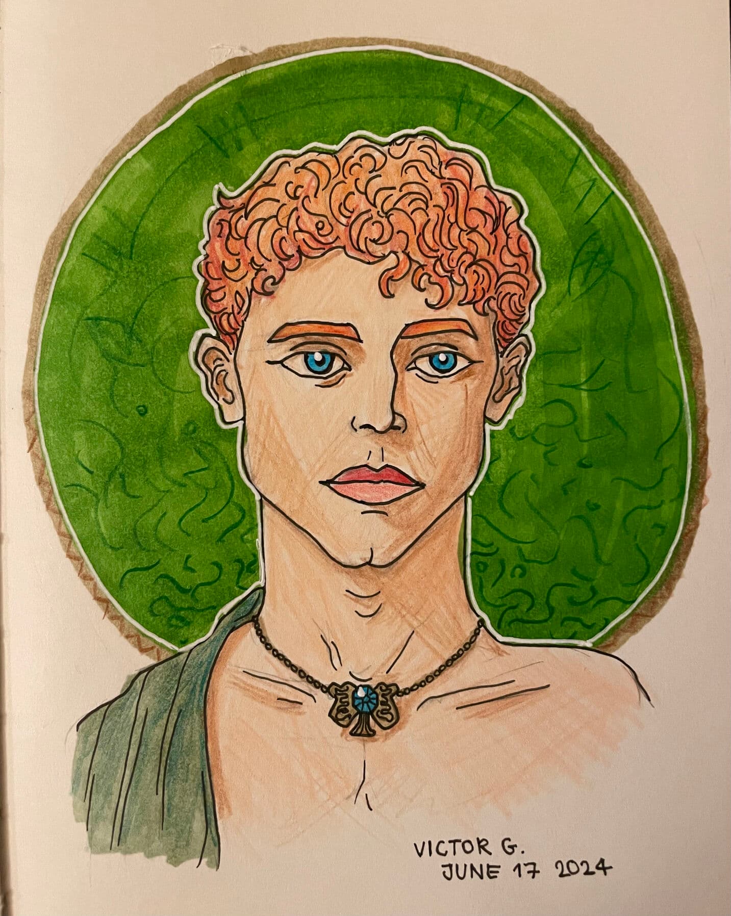 Stylized portrait colored